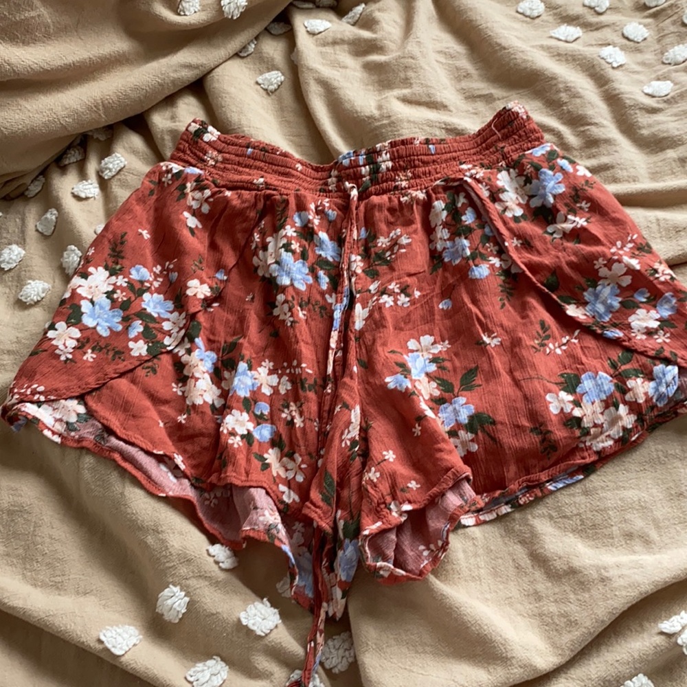 Orange flowy shorts